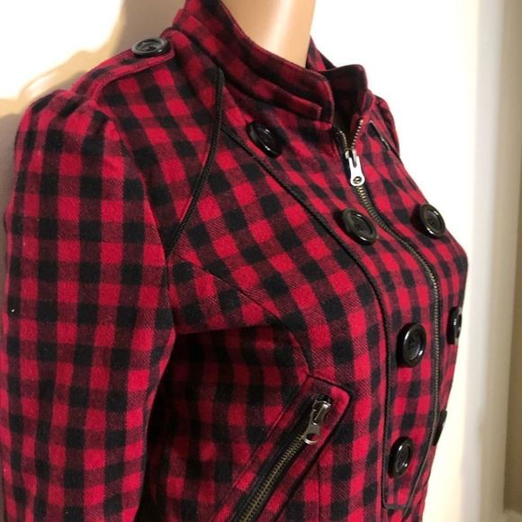 Buffalo Check Jacket Red and Black Plaid Checkered - Picture 4 of 11